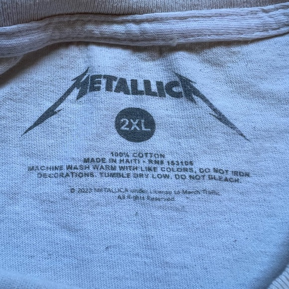 Metallica Men’s White, Live In Concert 92, Short Sleeve T-Shirt Skull Print 2XL - Picture 3 of 8